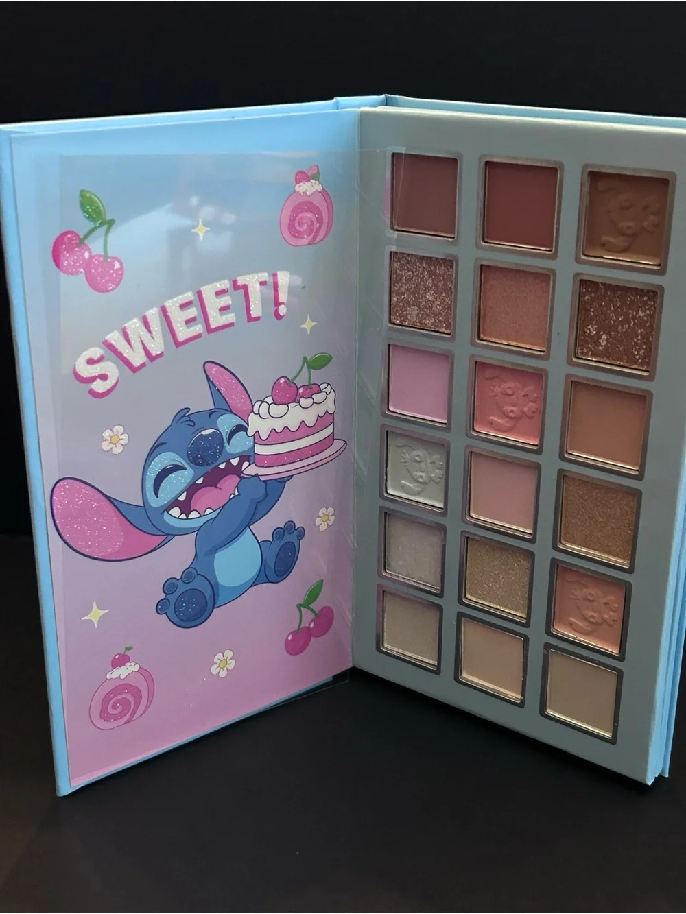 Disney Stitch Sweet Treats Cosmetic Palette With Pearl Handle Blue Pink NEW